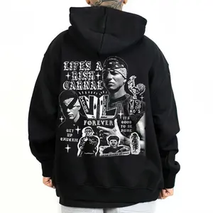 Women's Long Sleeve Pullover Hoodie Top - El Gallo Vatos Locos Design, Loose Oversized Casual Outfit, Chicano Cholo Mexican Style, Cotton-Polyester Fabric, Tops