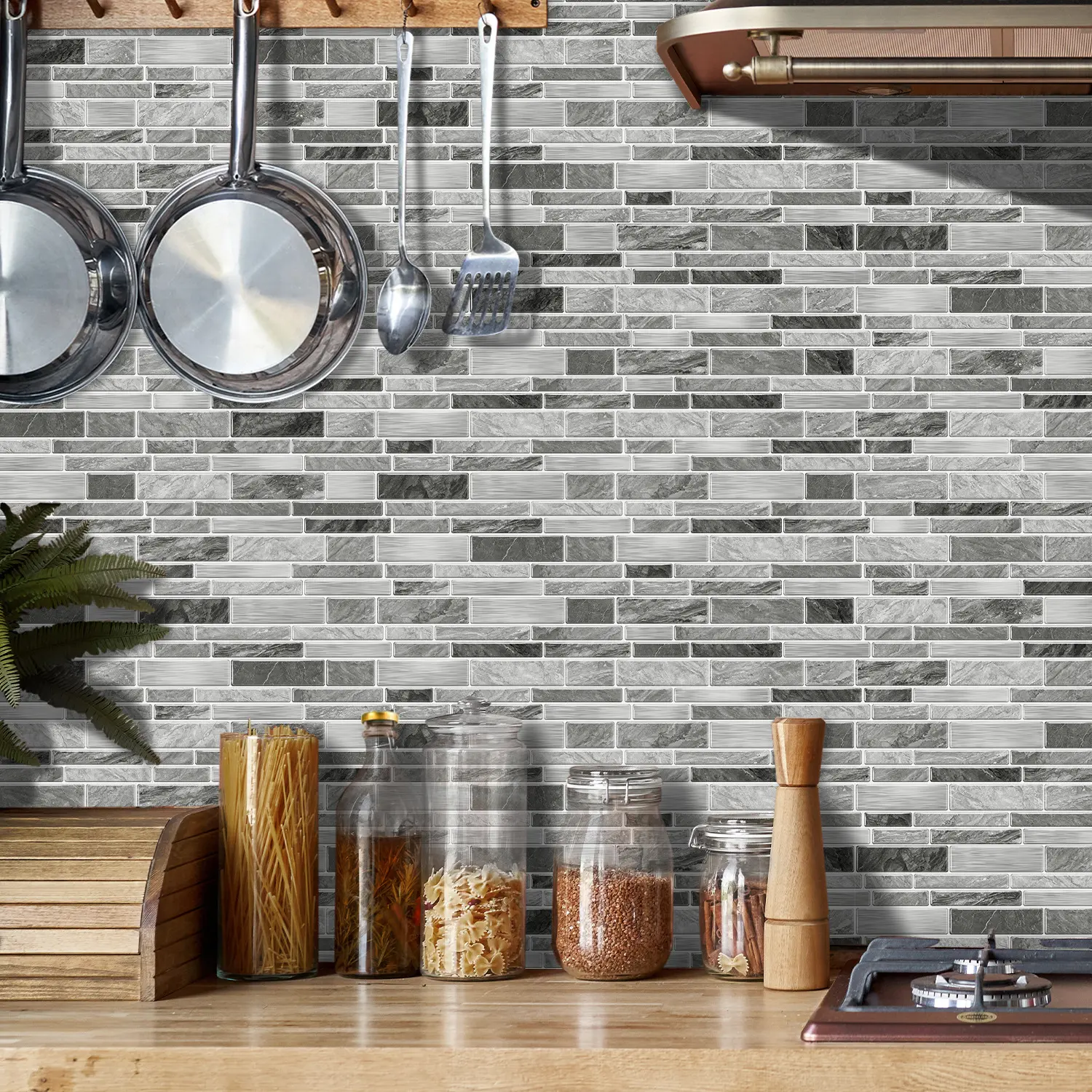 12/24 pieces of marble-effect self-adhesive tile stickers, black and white 3D textured plastic tiles, waterproof and oil-proof, easy to bond, fashionable checkered pattern, rectangular shape, suitable for interior wall decoration