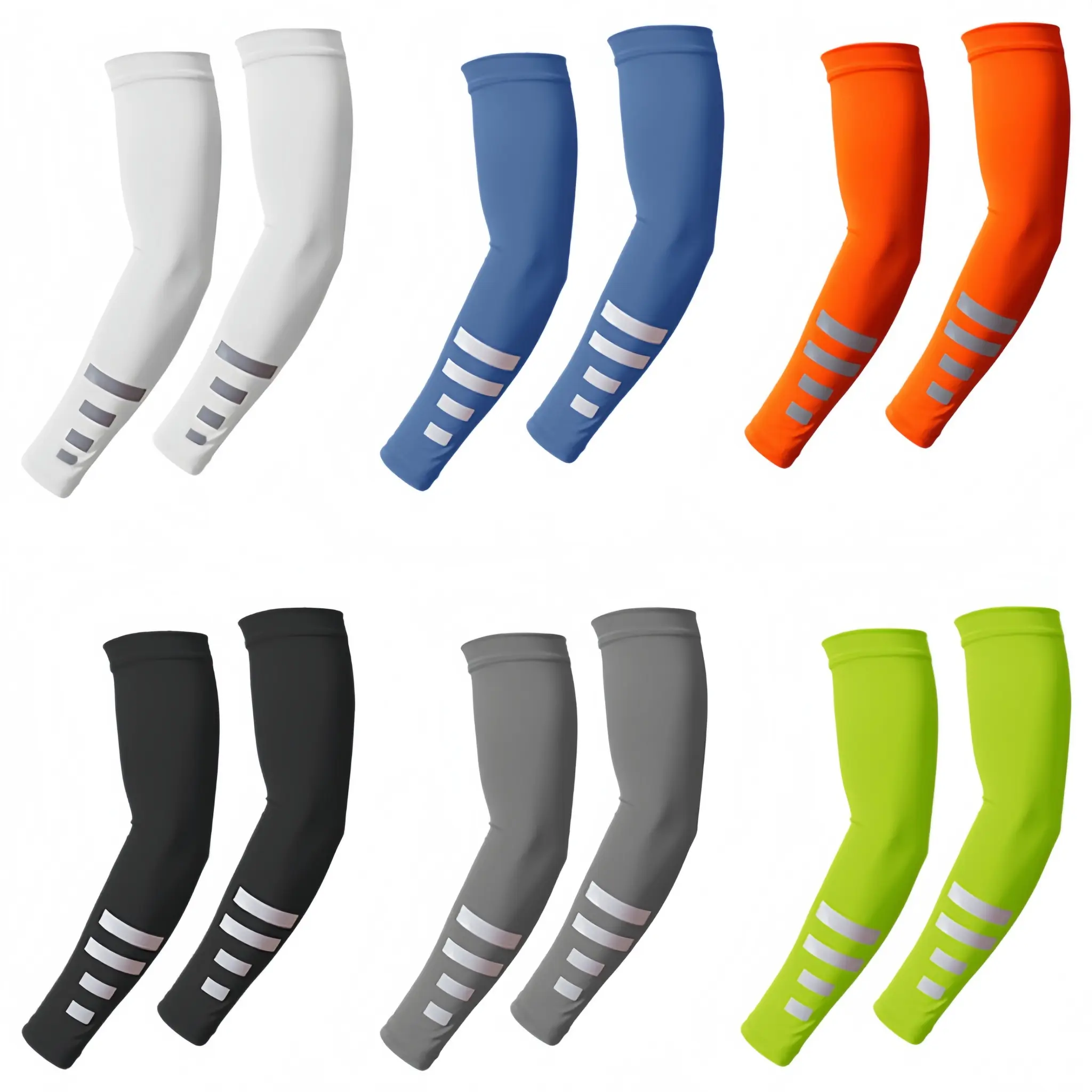 UPF50+ Sun Protection Arm Sleeves,Reflective Strip Design,Breathable,Comfortable,Tattoo Cover for Cycling Golf Running Hiking Outdoor Sports
