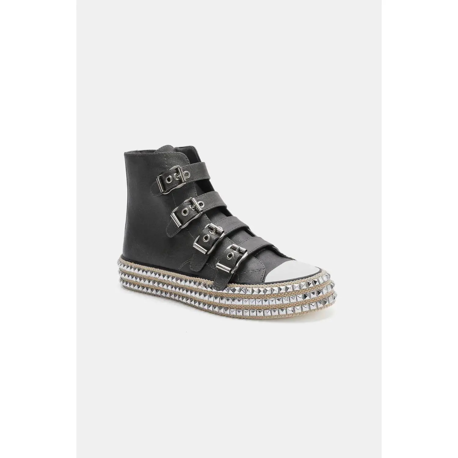 Multi-Buckle Straps Studded Sneakers