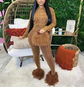 Twists Knit Pants Set Womenswear Casual Style Solid Outfits