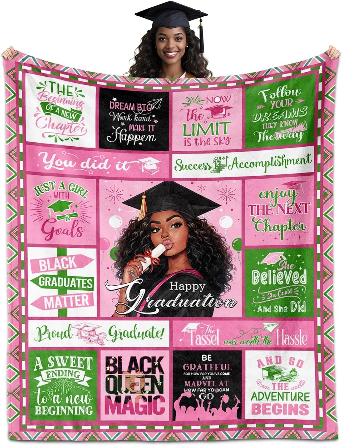African American Graduation Gifts Blanket 60"x50", 2026 Graduation Gift for Her/Black Girl/Black Queen, High School/College Graduation Gifts, Graduation Blanket for Black Women