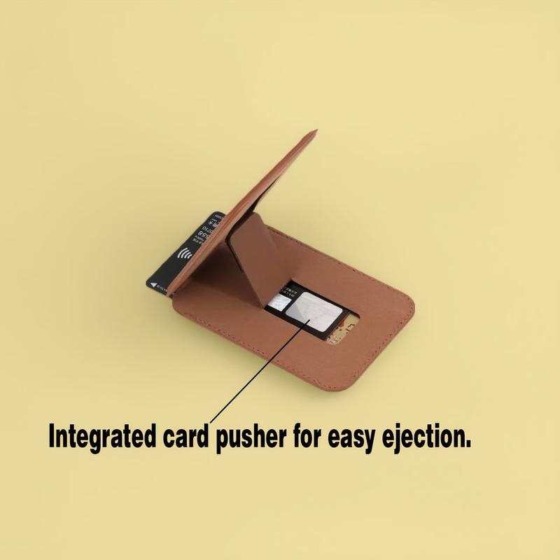 MagSafe Wallet, Card Holder Fit 1-2 Cards, Strong Magnetic Phone Stand with Angle Adjustment, Vegan Leather Phone Wallet for iPhone 17/16/15/14/13/12 Series, Orange Blank Brown White Pink