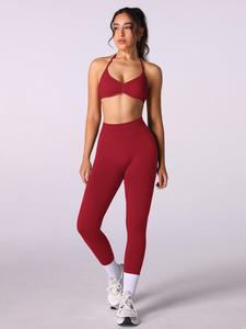two-piece set women's solid crop sports bra & high waist leggings tracksuit set, sporty casual breathable outfits for workout, women tracksuits for summer, summer sportswear