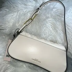 BCBG Generation Shoulder Bag - White Leather with Gold Hardware and Adjustable Strap for Everyday Use