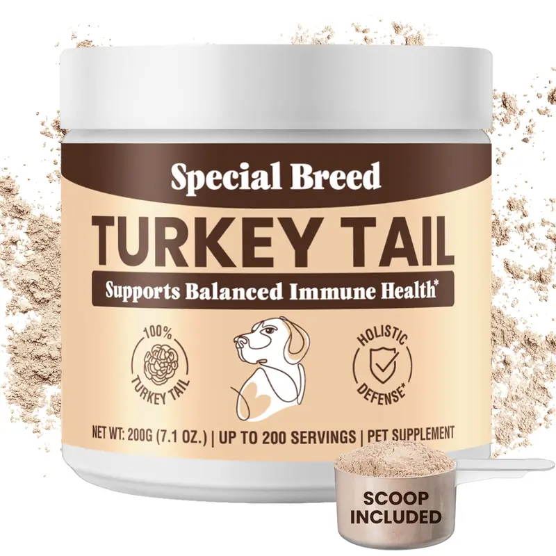 Special Breed Turkey Tail Mushroom for Dogs and Cats - Organic Turkey Tail Powder, Canine Immune Support, 200 Grams