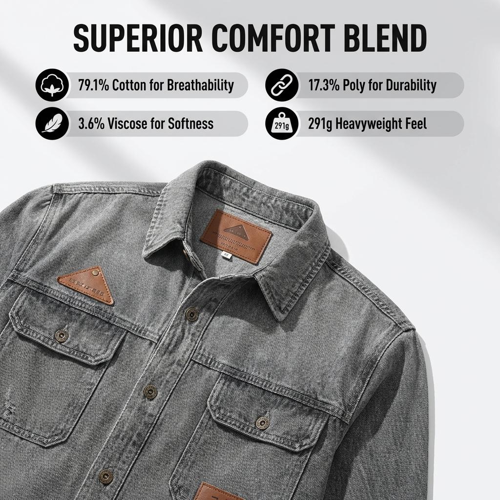 Men's  Washed Denim Shirt, Retro Distressed Biker  Shirt， Classic Trucker Shirt with Shoulder Stitching, Casual Button-Down Motorcycle Denim Shirt  for Men, Fashion Streetwear Denim Shirt for Daily Wear, Riding, Outdoor