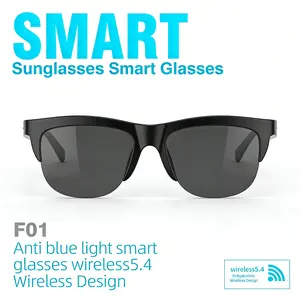 2-in-1 Smart Audio Glasses: Open Ear Bluetooth 5.4 Wayfarer, Anti-Blue Light & UV400, All-Day Comfort Wear for Safe Driving, Office & Gaming, Hands-Free AI Voice Assistant & HD Calls, Long Battery Life, Tech Gift - F01