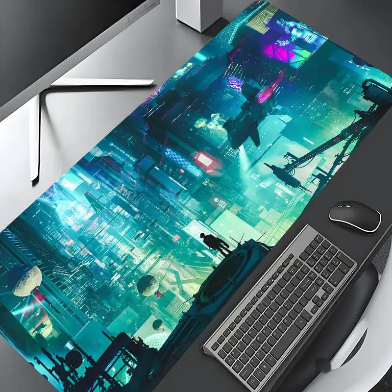 Cyberpunk Pattern Mouse Pad, Large Gaming Mouse Pad, Aesthetic Desktop Decoration Protective Pad, Multi-size Rubber Pad, Suitable for Laptop, Desktop Computer Games