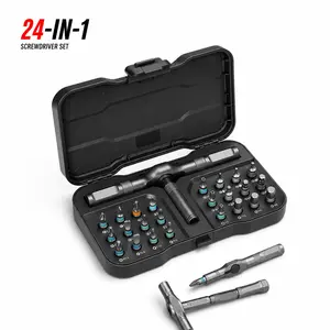 24-in-1 Magnetic Ratchet Screwdriver Set, S2 Steel Bits with Flexible Shaft, Adjustable Length Repair Tool Kit for DIY, Furniture Assembly & Home Improvement
