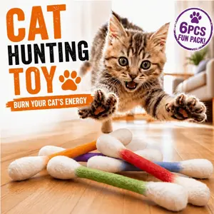 6-Piece Mixed Color Catnip Cotton Swab Cat Toy Set, Interactive Cat Wand, Fun & Engaging Pet Plaything, Perfect for Cats