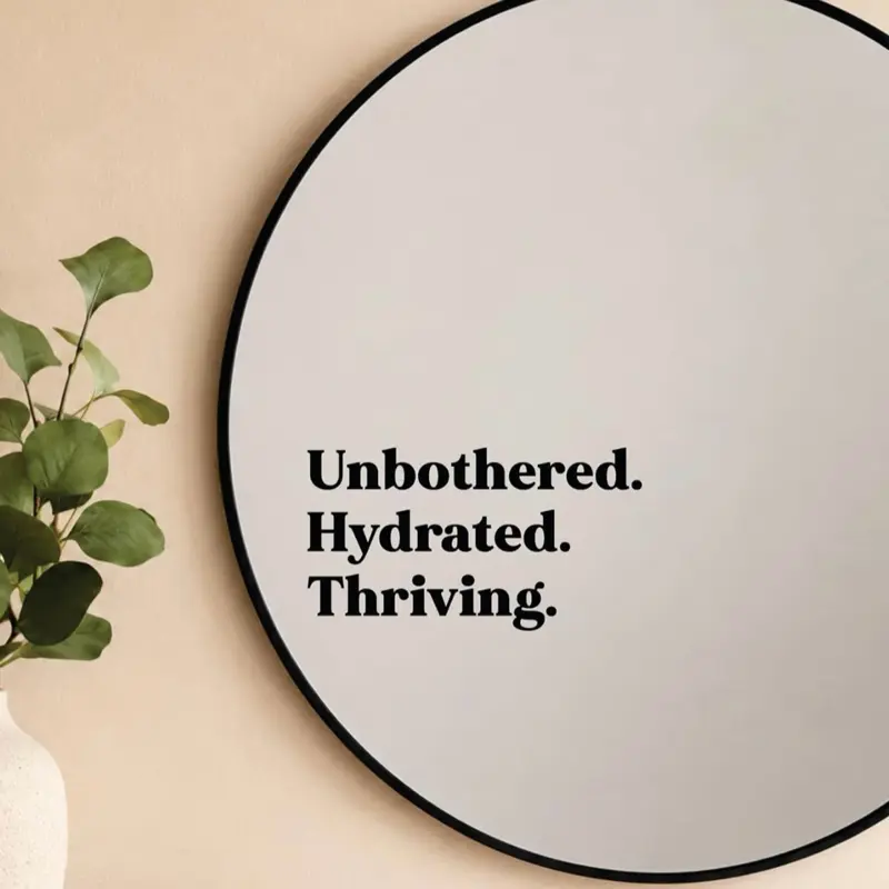 Unbothered Hydrated Thriving Mirror Decal Vinyl Sticker Bedroom Home Decor Girls Vanity Affirmations
