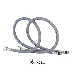 WOWOW Supply Lines 3/8" Female Compression Thread × M10 Male Connector 1 Pair, 16" Faucet Hose Connects Bathroom Sink to Water Supply