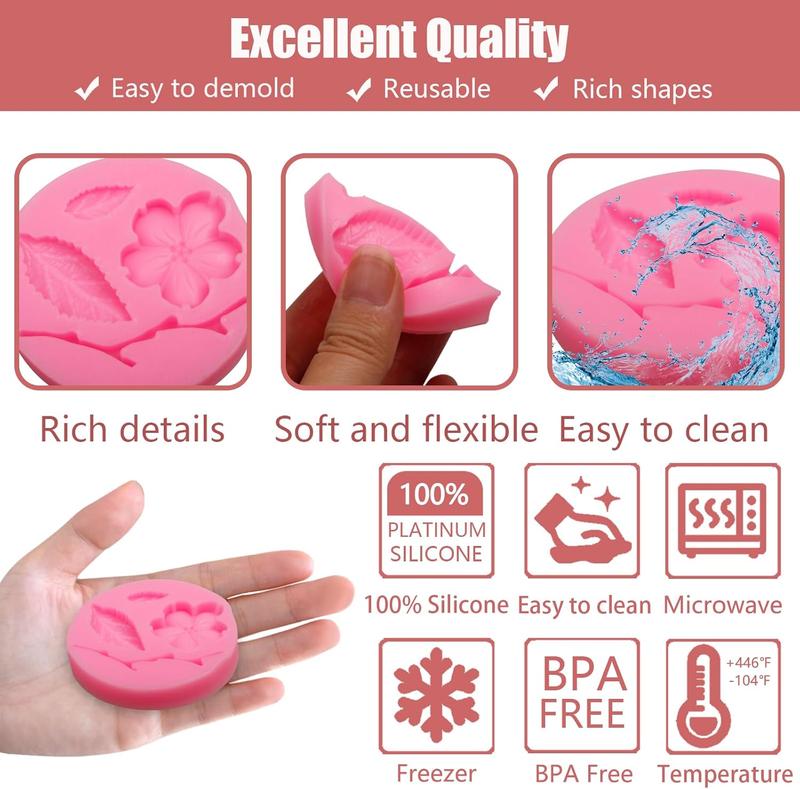 Peach Blossom Shape Molds 4 count, Leaf Fondant Molds for Cake Decoration Candy Sugar Cupcake Topper Cake Pop Popsicle Polymer Clay Crafts Peach Blossom Shape Molds 4 count, Leaf Fondant Molds for Cake Decoration Candy Sugar Cupcake Topper Cake Pop Popsicle Polymer Clay Crafts