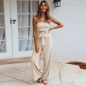 Women Elegant Jumpsuits For Elegant Sexy Straight Long Pants Rompers With Pockets