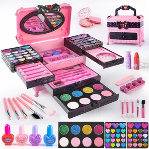 Kids Makeup Sets for Girls, 66pcs Real Cosmetic for Kids Toys with Mirror, Princess Washable Girls Makeup Kit, Non-Toxic & Safe Brithday Gifts