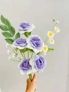 Dq&Dq +crochet flower+crochet bouquet+handmade flower+forever flower+birthday gift+creative gift+christmas Gift+ Housewarming Present+graduation gift+beautiful flower + Marriage Proposal Gift+ Gift for Friends and Family