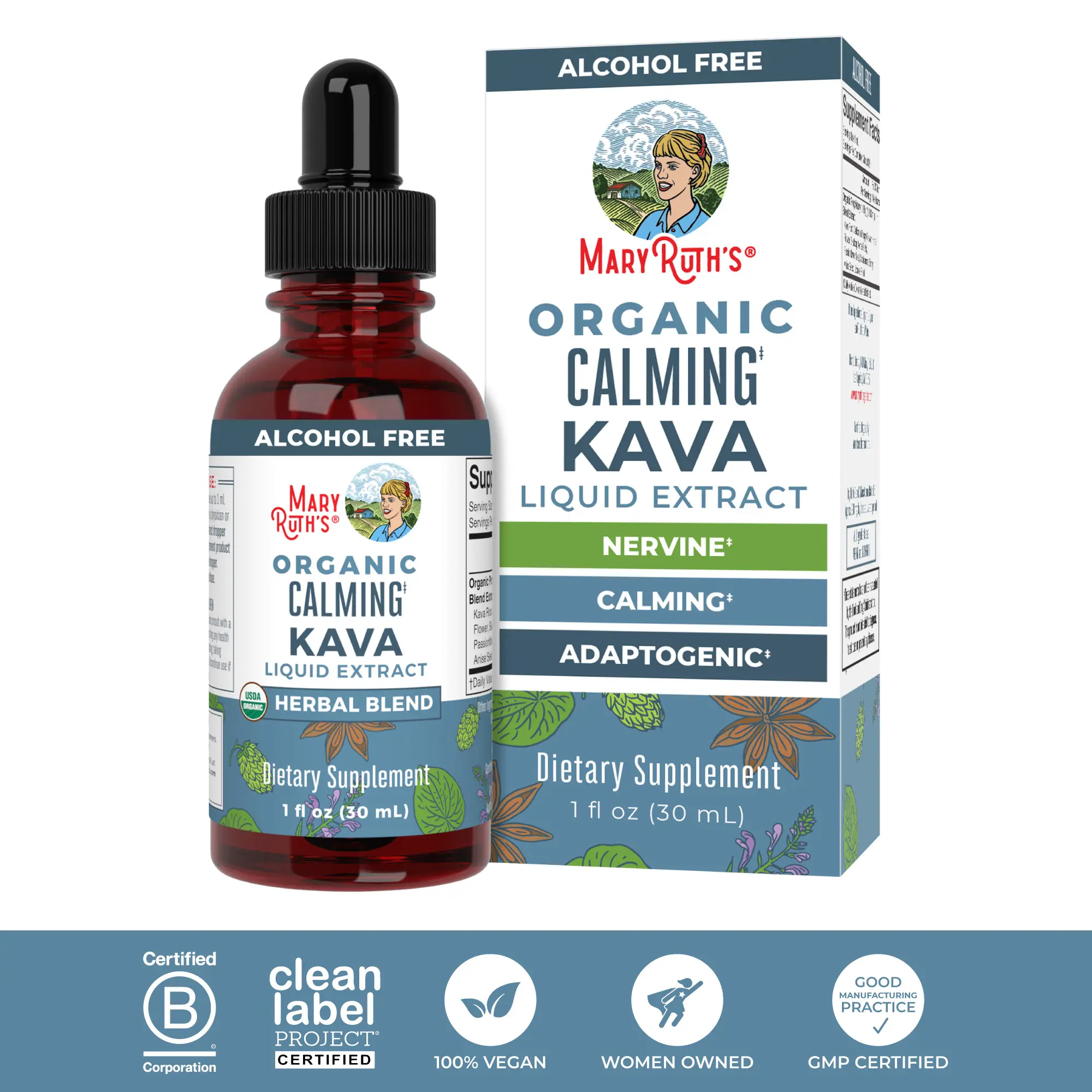 MaryRuth's USDA Organic Calming Kava Herbal Blend - Support Sleep, Calm, and Stress - Vegan - Sugar Free - Non-GMO - Gluten Free - 60 Servings
