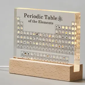 MegaBox Large Element Periodic Table with 83 Real Elements, Acrylic Periodic Table Display with Wood, Wooden Chart