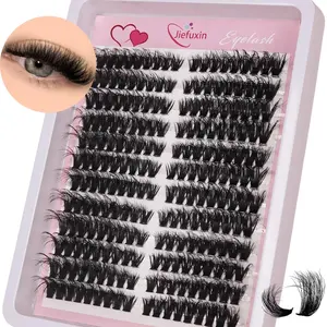 Fluffy Volume Cluster Lashes Cat Eye Wispy Individual Lashes DIY Eyelash Extensions Soft Reusable False Eyelashes for Makeup