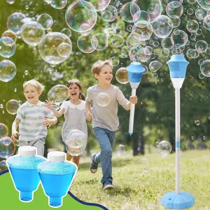 Children's Standing Bubble Machine Automatic Height Adjustable up to 46 Inches Outdoor Battery-Powered Plug-in with Lights Music Perfect Gift for Toddler Birthday Parties