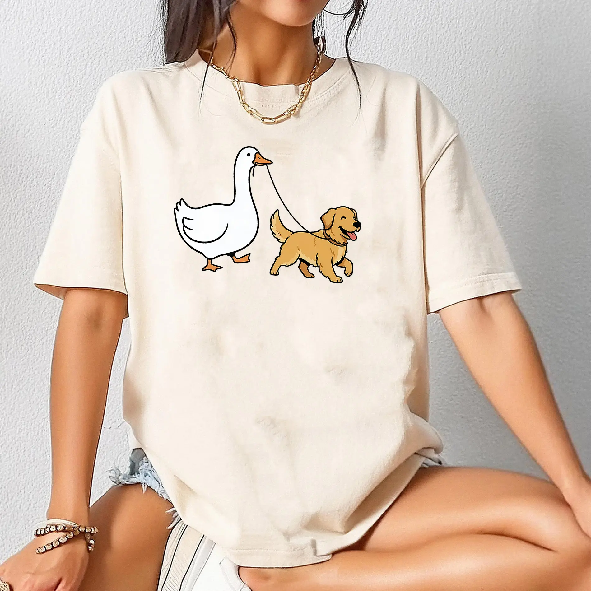 Comfort Colors Golden Retriever Shirt Goose and Dogs Tee Funny Golden Mom Shirt Silly Goose Walking Dog Tshirt Dog Lover Gift Dog Person Tee