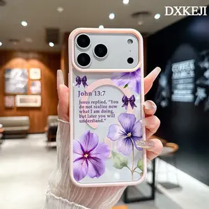Purple Floral Christian Bible John 13:7 Pattern Magnetic MagSafe Phone Case for iPhone 17 Air/16 Pro Max 15 Pro 14 13 12 11 Plus Lightweight Shockproof Slim Protective Cover Supports Wireless Charging Case Casing