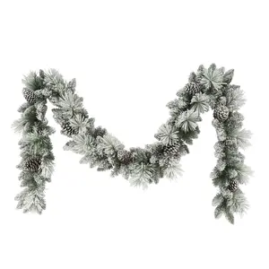 Puleo 9' x 10" Flocked Berkshire Spruce Garland