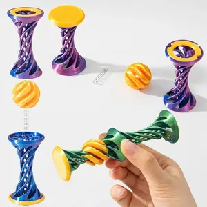 3D Printed Spiral Jump Ball Toy – Creative Spring Launcher Desk Decor, Anti-Stress Sensory Fidget & Relaxation Gift