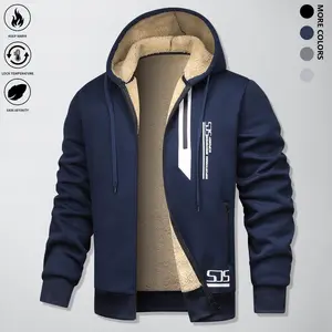 Men's Thick Full Zipper Hooded Jacket - Winter Warm Jacket with Zipper Closure, Hooded Neck, Polyester Lining - Thick Cold Weather Jacket for Daily and Formal Use - Non Elastic Fabric Structure - Ideal for Autumn, Winter, and WinterRAIMENTRY