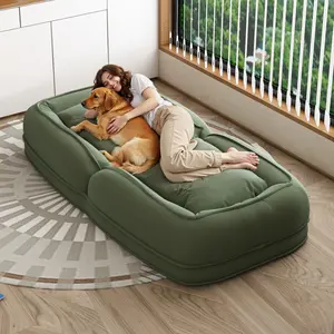 Green Human Dog Bed for Adults & Pets – 5-Position Foldable Lazy Sofa Bed, 2 Soft Pillows Included. Cozy for Bedroom, Living Room, Reading Corner. Nap time with your fur baby 🛋️ 🐾