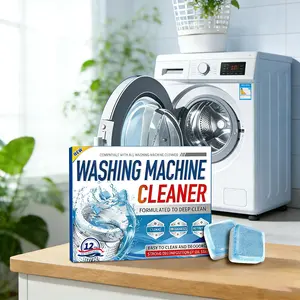 Washing Machine Cleaner Descaler, 12pcs/24pcs Deep Cleaning Tablets Degreaser for Front Loader & Top Load Washer, Clean Inside Drum & Laundry Tub Seal Tool for Home Dormitory Laundry Room, Washer Deodorizer,Multifunction Strong Deodorization icemachine