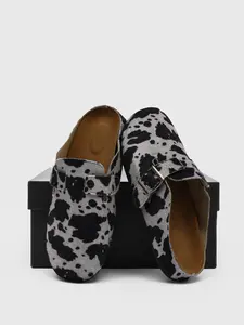 Trending Cow Print Clogs - Viral TikTok Shoes in Cool Grey Slip-On Style for Casual Outings & Home Relaxation Comfortable All-Day Wear Durable Material slippers