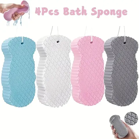 4-Pack Exfoliating Glove Fish Scale Sponges, Gentle & Painless for Dead Skin Removal, Luxury At-Home Spa & Shower Must-Have, Exfoliating Shower Scrubber, Multi-Color, Bath Accessories, Exfoliating Body Care, Body Care Tool