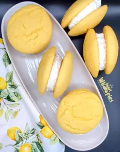 Lemon Gourmet Maine Whoopie Pies by Smart Whoopies LLC. (Snack Cake) Dessert 12 Pack- Vanilla Cream