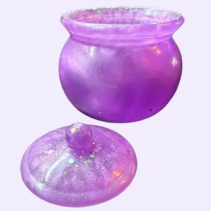 Wild Heart Apothecary Resin Cauldron Jar - Hand-Poured Small Cauldron for Bubbling Potions Altar Decor & Trinkets - Available in Multiple Colors with Glitter Option