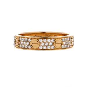 Pre-owned Cartier Love Wedding Band Pave Diamonds Ring 18K Yellow Gold and Diamonds by Rebag