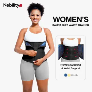 Nebility Women's Minimalist Casual Basic Gym Sauna Sweat Enhancing Daily Shapewear Women Comfort Belt Closure Fajas Bodysuit Lady Womenswear Corset Waist Shaping Shapewear Workout Compression Firm Tummy Control Corset Waist Shaping