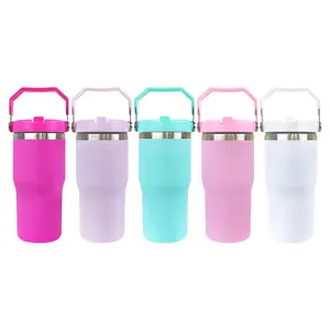2pcs Pack of 20oz Macaroon Colors Blank Sublimation Flip Straw Tumblers Kids Sports Water Bottles USA Warehouse Sublimation Flip Straw tumblers for UV DTF Wraps