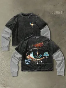 Men's Fall Winter Sportswear Casual Pattern Print Loose Pullover Sweatshirt Set, Sporty Round Neck, Comfortable and Stylish, Perfect for Daily Wear, Athletic Wear