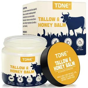 Organic Grass-Fed Tallow Balm with Raw Honey & Beeswax, Unscented Moisturizer for Face & Body, 2oz