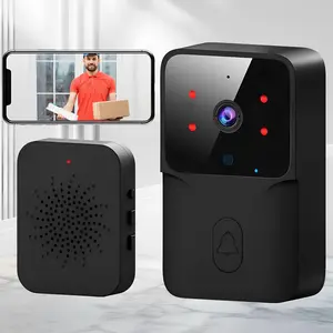 Wireless Video Doorbell Camera, 2.4G WiFi Video Doorbell Camera with Night-Vision Function, Rechargeable Mini Camera with Built in 800mAh Battery for Home