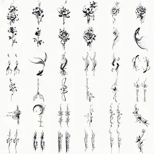 Botanical Leaf Pattern Temporary Tattoo Sticker, 36 Sheets Waterproof Long Lasting Fake Tattoo, Body Art Magic Tattoo for Women & Men