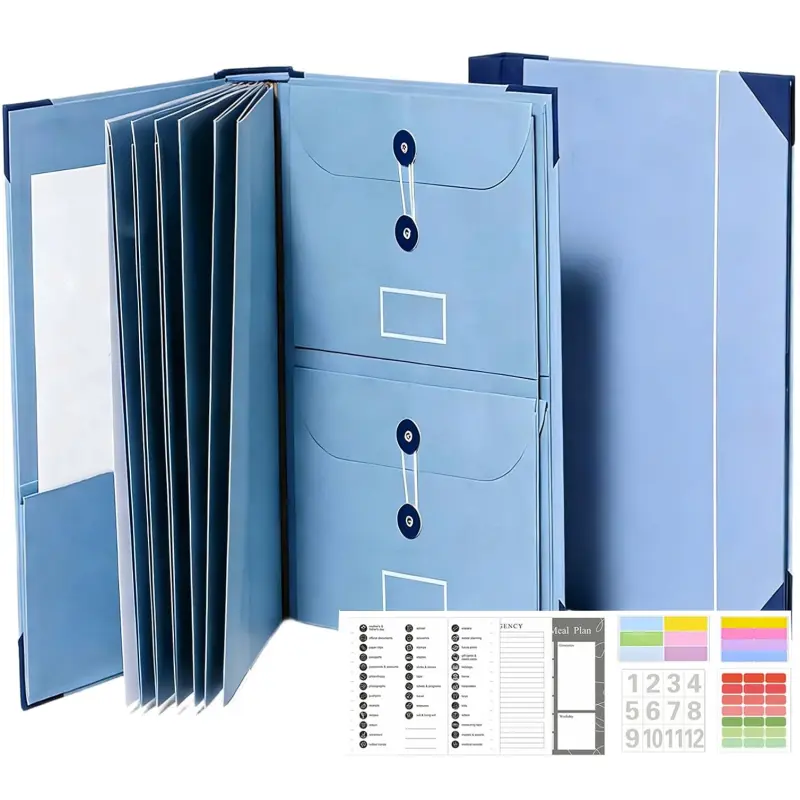 Accordion File Organizer for Important Documents, Manila Pocket Document Folder with Labeled Pockets, Expanding Folder for Passports, Birth Certificates, Important Papers, Office & Home Storage summerwins