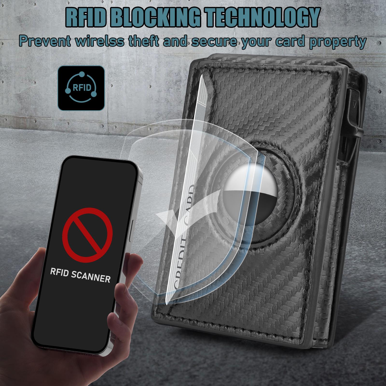 Men's Minimalist Bifold Wallet with Airtag Slot & RFID Blocking | Pop-up Card Holder | 9-13 Cards | ID Window ,Daily Use,Gifts for Men