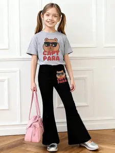 Boys And Girls Love The Festive Capybara Sunglasses With Cartoon Prints.Summer Outfit Includes A Round-Neck Short-Sleeved T-Shirt + Flared Pants,Sweet And Cool Casual Two-Piece Set. Comfortable Daily Use And Versatile Outdoor Activities.Choice Gift-Giving