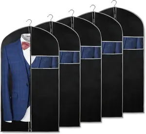Pack of 5 40" Suit Bag Garment Bags for Hanging Clothes, Suit Bags for Closet Storage, Garment Bags for Storage Suits,T-shirts, Jackets and Coats