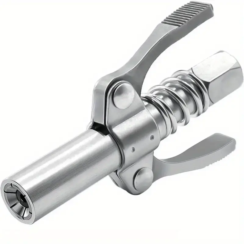 Stainless Steel Grease Gun Accessory - High-Pressure Self-Locking Butter Nozzle with Clamp Tip, Secure-Fit Hardware Tool for Grease Delivery, Versatile Use