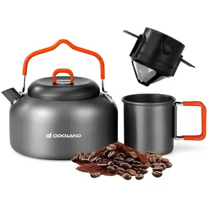 Odoland Camping Coffee Pot Camping Coffee Makers, 1.2L Camping Kettle with Camping Mug and Camp Coffee Filter of Camp Cookware for Hiking Backpacking and Picnic
