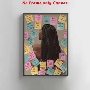 1pc, Wall Art, Vintage Poster, Black Women Art Print, Quote Prints, Positive Quote Label Canvas Painting, Living Room Aesthetic, Bedroom Decoration, Home Decor Accessory, Artistic Apartment Decor, Housewarming Gift, Unframed